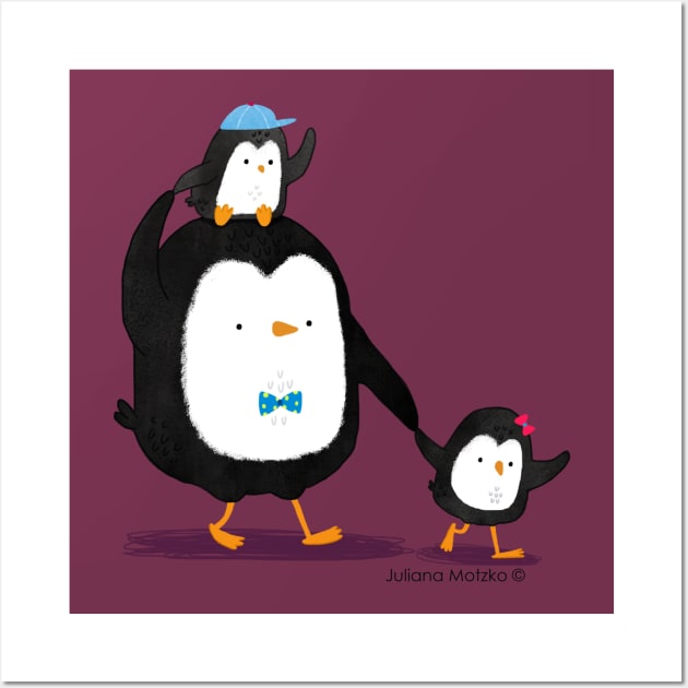 Dad Penguin and his kids Wall Art by thepenguinsfamily